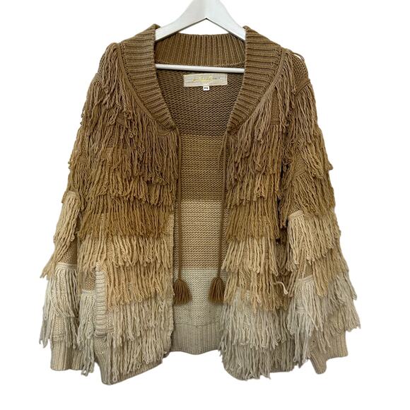 Jen's Pirate Booty Berber Fringe Cardigan Sweater Bomber Jacket Boho Small - Picture 4 of 8